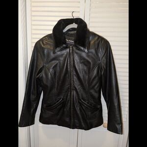 Vintage Wilsons Leather Black Fur Collar Penny Lane Thinsulate Jacket M